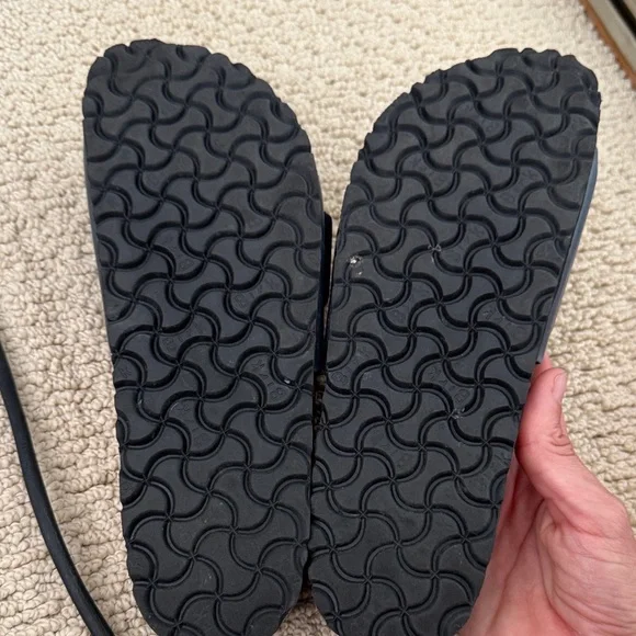 Birkenstock Navy Sandals with Gold Buckle - Picture 2 of 3